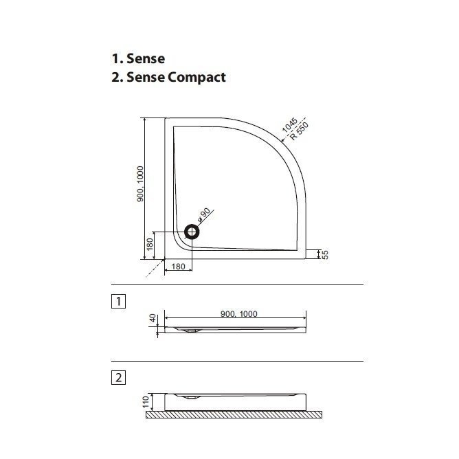 Душевой поддон Excellent SENSE COMPACT 90х90 купить в интернет-магазине Sanbest